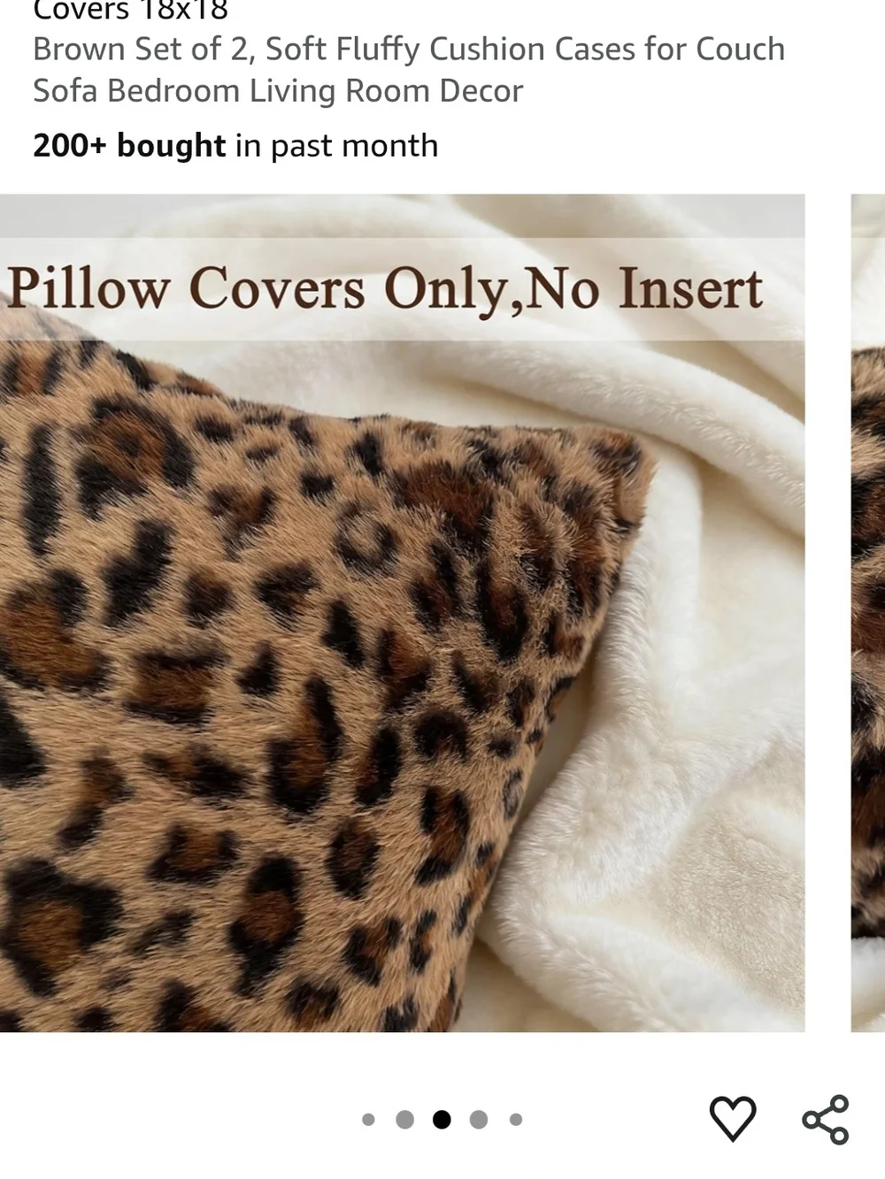 Faux Fur Leopard Throw Pillow - Brown Cheetah Accent (Set of 2)